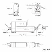 Vérin électrique étanche IP67 course 10MM actionneur linéaire silencieux (Modèle 0041931)