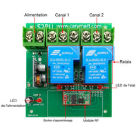 Récepteur RF de Télécommande Sans Fil à Large Portée 30A avec 2 Sorties Relais Sèches (Modèle 0020338)