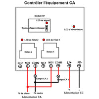 Récepteur RF de Télécommande Sans Fil à Large Portée 30A avec 2 Sorties Relais Sèches (Modèle 0020338)