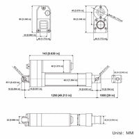 Vérin électrique étanche IP67 course 1000MM actionneur linéaire silencieux (Modèle 0041947)