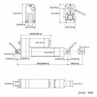 Vérin électrique étanche IP67 course 100MM actionneur linéaire silencieux (Modèle 0041934)