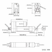 Vérin électrique étanche IP67 course 30MM actionneur linéaire silencieux (Modèle 0041932)