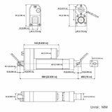 Vérin électrique étanche IP67 course 400MM actionneur linéaire silencieux (Modèle 0041940)