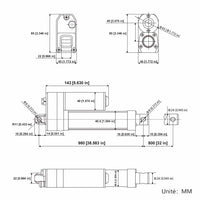 Vérin électrique étanche IP67 course 800MM actionneur linéaire silencieux (Modèle 0041945)