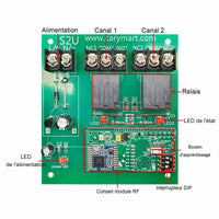 Émetteur Récepteur Radio Longue Portée 5KM - 2 Voies CC 6V/9V/12V/24V (Modèle 0020687)