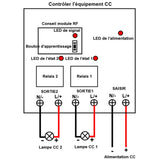 Kit Telecommande Eclairage Exterieur avec 2 Voies Sortie CC 6V/9V/12V/24V