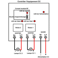 Récepteur de Télécommande Étanche CC 6V/9V/12V/24V Avec Sortie 2CH 10A