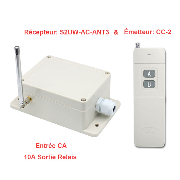 Telecommande Portail Longue Portée à 2 Voies CA 100~240V