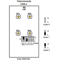 Télécommande Étanche Sans Fil Miniature 433Mhz 50M Quatre Boutons (Modèle 0021095)
