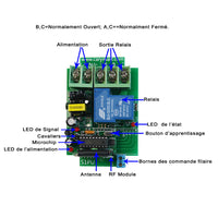 Alimentation CA 1 voie interrupteur à distance sans fil RF haute puissance 30A avec sortie à contact sec (Modèle 0020276)