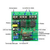 Kit Émetteur Récepteur Radio Avec Relais Fonction Mémoire 110V 220V 433Mhz 2 Canaux 4 Modes (Modèle 0020234)