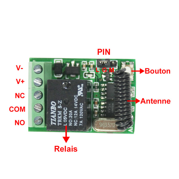 Petit Interrupteur Sans fil CC 4-12V Avec Sortie Contact Sec 5A (Modèl –  Magasin d'interrupteurs sans fil