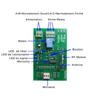 Kit Émetteur Récepteur Relais Sans Fil CC6V 9V 12V 24V Fonction Temporisation Ajustable 0s~99h (Modèle 0020651)